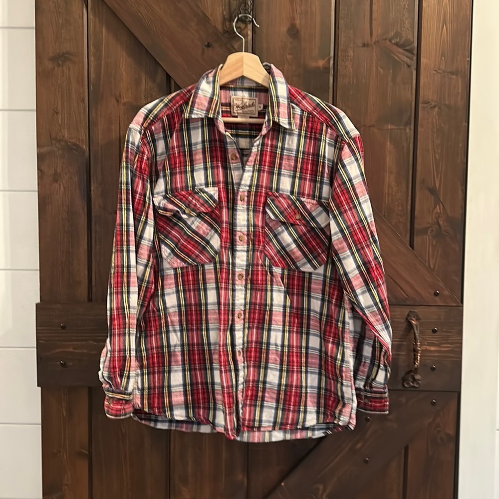 WOOLRICH RED PLAID BUTON DOWN SIZE M